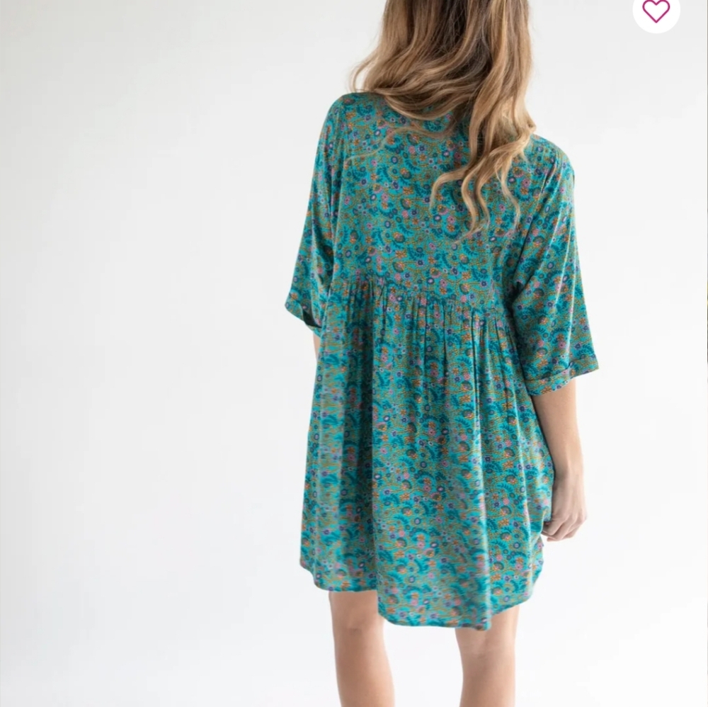 NATURAL LIFE Blue and Orange Floral Midi Dress - Picture 5 of 8